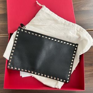 Valentino Rockstud clutch NWT with box and dust bag black